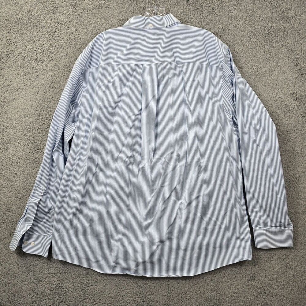 Duluth Trading Men’s Blue White  Striped Button Down Wrinkle Fighter Shirt 2XL - Picture 6 of 11
